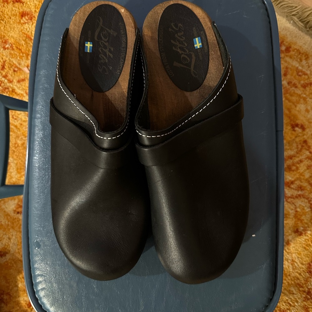 Lotta From Stockholm Black Leather Mules, Low Heel